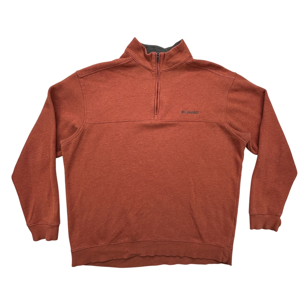 Columbia Pullover Mens XL 1/4 Zip Rust Orange Fleece Casual Outdoor Sweatshirt
